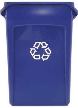 Rubbermaid® Commercial Slim Jim® Plastic Recycling Container with Venting Channels,  Plastic, 23gal, Blue