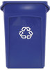 A Picture of product RCP-354007BE Rubbermaid® Commercial Slim Jim® Plastic Recycling Container with Venting Channels,  Plastic, 23gal, Blue