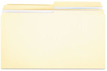 Universal® Double-Ply Top Tab Manila File Folders 1/2-Cut Tabs: Assorted, Legal Size, 0.75" Expansion, 100/Box