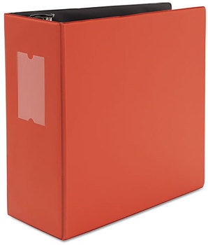Universal One™ Non-View D-Ring Binder with Label Holder,  5" Capacity, 8-1/2 x 11, Red