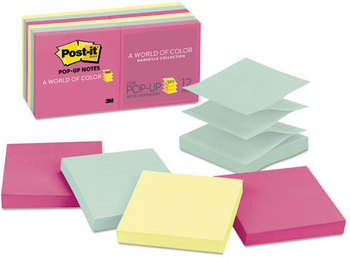 Post-it® Pop-up Notes Original Pop-up Refills,  3 x 3, Marseille, 100/Pad, 12 Pads/Pack