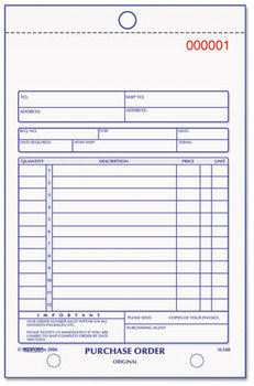 Rediform® Purchase Order Book,  Bottom Punch, 5 1/2 x 7 7/8, Two-Part Carbonless, 50 Forms