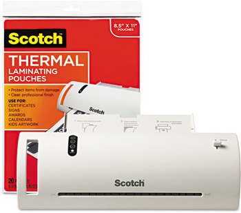 Scotch™ Thermal Laminator Value Pack,  9" W, with 20 Letter Size Pouches