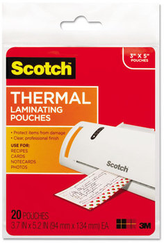 Scotch™ Laminating Pouches,  5 mil, 5 3/8 x 3 3/4, 20/Pack