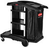 A Picture of product RCP-1861429 Rubbermaid® Commercial Executive High Capacity Janitorial Cleaning Cart,  22.5w x 38.5d x 20.5h, Black