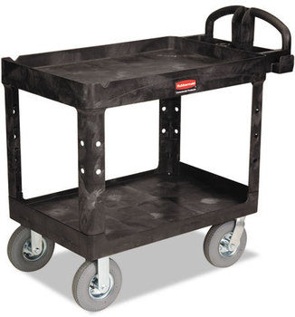 Rubbermaid® Commercial Heavy-Duty Utility Cart,  Two-Shelf, 25-7/8w x 45-1/4d x 37-1/8h, Black