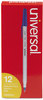 A Picture of product UNV-27411 Universal™ Ballpoint Stick Pen Medium 1 mm, Blue Ink, Gray/Blue Barrel, Dozen