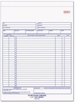 Rediform® Purchase Order Book,  8 1/2 x 11, Letter, Two-Part Carbonless, 50 Sets/Book