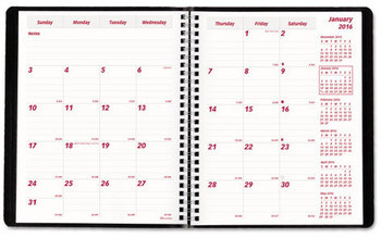 Brownline® Essential Collection 14-Month Ruled Monthly Planner 8.88 x 7.13, Black Cover, (Dec to Jan): 2023 2025