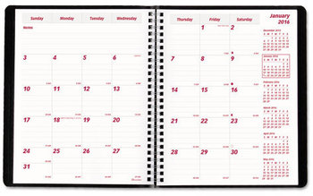 Brownline® Essential Collection 14-Month Ruled Monthly Planner 8.88 x 7.13, Black Cover, 14-Month: Dec 2024 to Jan 2026