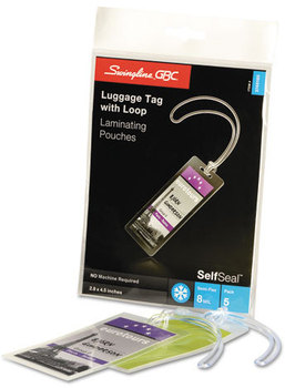 Swingline™ SelfSeal™ Self-Adhesive Laminating Pouches & Single-Sided Sheets,  8mil, 2 7/8 x 4 5/8, 5/Pack