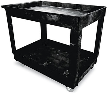 Rubbermaid® Commercial Service/Utility Carts,  Two-Shelf, 24w x 40d x 31-1/4h, Black