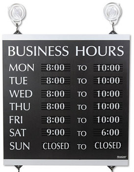 Headline® Sign Century Series Business Hours Sign,  Heavy-Duty Plastic, 13 x 14, Black