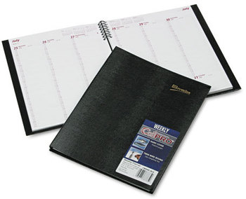 Brownline® CoilPro Weekly Appointment Book in Columnar Format 11 x 8.5, Black Lizard-Look Cover, 12-Month (Jan to Dec): 2024