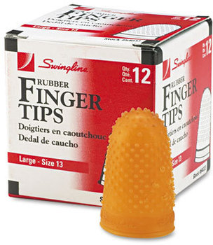 Swingline® Rubber Finger Tips,  13 (Large), Amber, Dozen