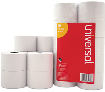 Universal® Impact and Inkjet Printing Bond Paper Rolls Print 0.5" Core, 1.75" x 138 ft, White, 10/Pack