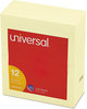 A Picture of product UNV-35672 Universal® Self-Stick Note Pads 3" x 5", Yellow, 100 Sheets/Pad, 12 Pads/Pack