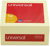 A Picture of product UNV-35672 Universal® Self-Stick Note Pads 3" x 5", Yellow, 100 Sheets/Pad, 12 Pads/Pack