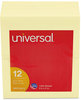 A Picture of product UNV-35672 Universal® Self-Stick Note Pads 3" x 5", Yellow, 100 Sheets/Pad, 12 Pads/Pack
