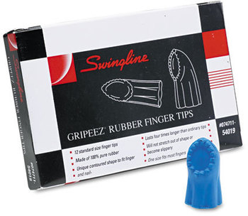 Swingline® Gripeez® Finger Tips,  11 1/2 (Medium), Blue, Dozen
