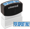 A Picture of product UNV-10056 Universal® Pre-Inked One-Color Stamp Message for DEPOSIT ONLY, Blue