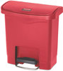 A Picture of product RCP-1883563 Rubbermaid® Commercial Slim Jim® Resin Front Step Style Step-On Container. 4 gal. Red.
