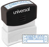 A Picture of product UNV-10044 Universal® Pre-Inked One-Color Stamp Message COMPLETED, Blue Ink