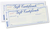 A Picture of product RED-98002 Rediform® Gift Certificates with Envelopes,  8-1/2w x 3-2/3h, Blue/Gold, 25/Pack