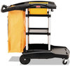 A Picture of product 970-867 High Capacity Cleaning Cart.  49-3/4" x 21-3/4" x 38-3/8".  Black Color.  4" Swivel Casters, 8" Wheels.  Includes two removable 10 Quart Disinfecting Caddies..