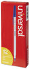 A Picture of product UNV-27421 Universal™ Ballpoint Stick Pen Fine 0.7 mm, Blue Ink, Gray/Blue Barrel, Dozen