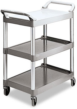 Rubbermaid® Commercial Three-Shelf Service Cart,  Three-Shelf, 18-5/8w x 33-5/8d x 37-3/4h, Platinum