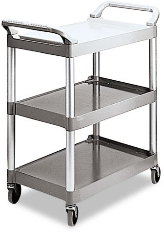 Rubbermaid Commercial Products (Newell) FG342488PLAT Rubbermaid® Commercial  Three-Shelf Service Cart, Three-Shelf, 18-5/8w x 33-5/8d x 37-3/4h,  Platinum