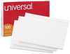 A Picture of product UNV-47216 Universal® Recycled Index Strong 2 Pt. Stock Cards Ruled, 3 x 5, Assorted, 100/Pack
