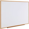 A Picture of product UNV-43621 Universal® Deluxe Melamine Dry Erase Board 72 x 48, White Surface, Oak Fiberboard Frame