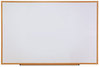 A Picture of product UNV-43621 Universal® Deluxe Melamine Dry Erase Board 72 x 48, White Surface, Oak Fiberboard Frame