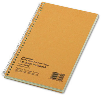 National® Single-Subject Wirebound Notebooks,  Narrow Rule, 5 x 7 3/4, Green, 80 Sheets