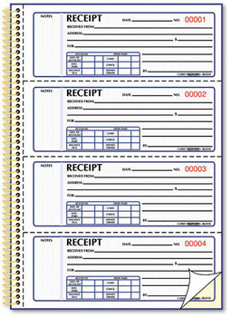 Rediform® Gold Standard™ Money Receipt Book,  7 x 2 3/4, Carbonless Duplicate, Twin Wire, 300 Sets/Book