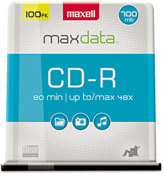 Maxell® CD-R Recordable Disc,  700MB/80min, 48x, Spindle, Silver, 100/Pack