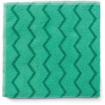 Rubbermaid HYGEN™ Microfiber General Purpose Cloth. Green. 16" x 16". Durable up to 500 launderings. Bleach safe. 12/cs.