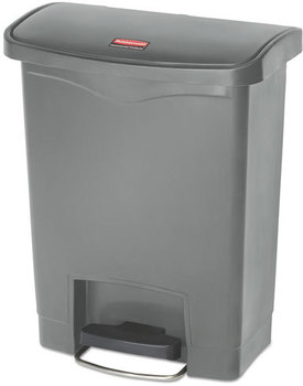 Rubbermaid® Commercial Slim Jim® Resin Front Step Style Step-On Container. 8 gal. Gray.