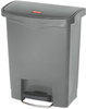 A Picture of product RCP-1883600 Rubbermaid® Commercial Slim Jim® Resin Front Step Style Step-On Container. 8 gal. Gray.