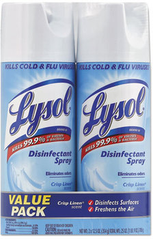 LYSOL® Brand Disinfectant Spray,  Crisp Linen, 12.5 oz Aerosol, 2/Pack, 12/Case