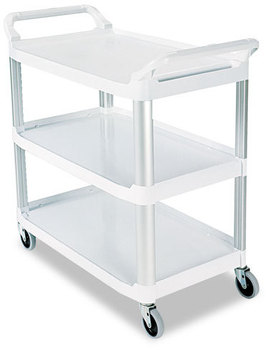 Rubbermaid® Commercial Open Sided Utility Cart,  Three-Shelf, 40-5/8w x 20d x 37-13/16h, Off-White