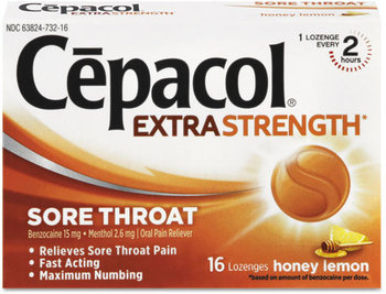 Cepacol® Extra Strength Lozenges,  Honey Lemon, 16 Lozenges/Box, 24 Box/Carton