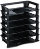 A Picture of product RUB-86028 Rubbermaid® Regeneration® Recycled Plastic Letter Tray,  Six Tier, Plastic, Black