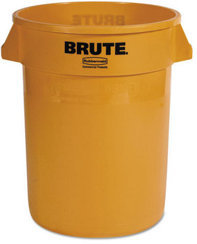 Rubbermaid® Commercial Round Brute® Container,  Plastic, 32 gal, Yellow