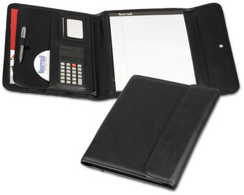Samsill® Professional Tri-Fold Padfolio™ with Calculator,  Writing Pad, Vinyl, Black