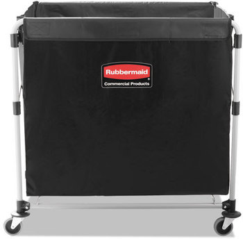 Rubbermaid® Commercial Collapsible X-Cart,  Steel, Eight Bushel Cart, 24 1/10w x 35 7/10d, Black/Silver