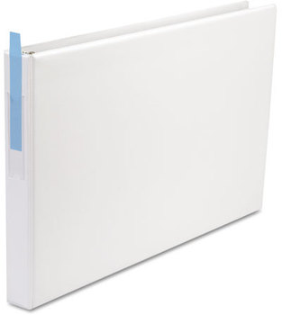 Universal® Ledger-Size Round Ring Binder with Label Holder 3 Rings, 1" Capacity, 11 x 17, White