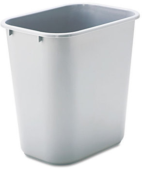Rubbermaid® Commercial Deskside Plastic Wastebasket,  Rectangular, 7 gal, Gray
